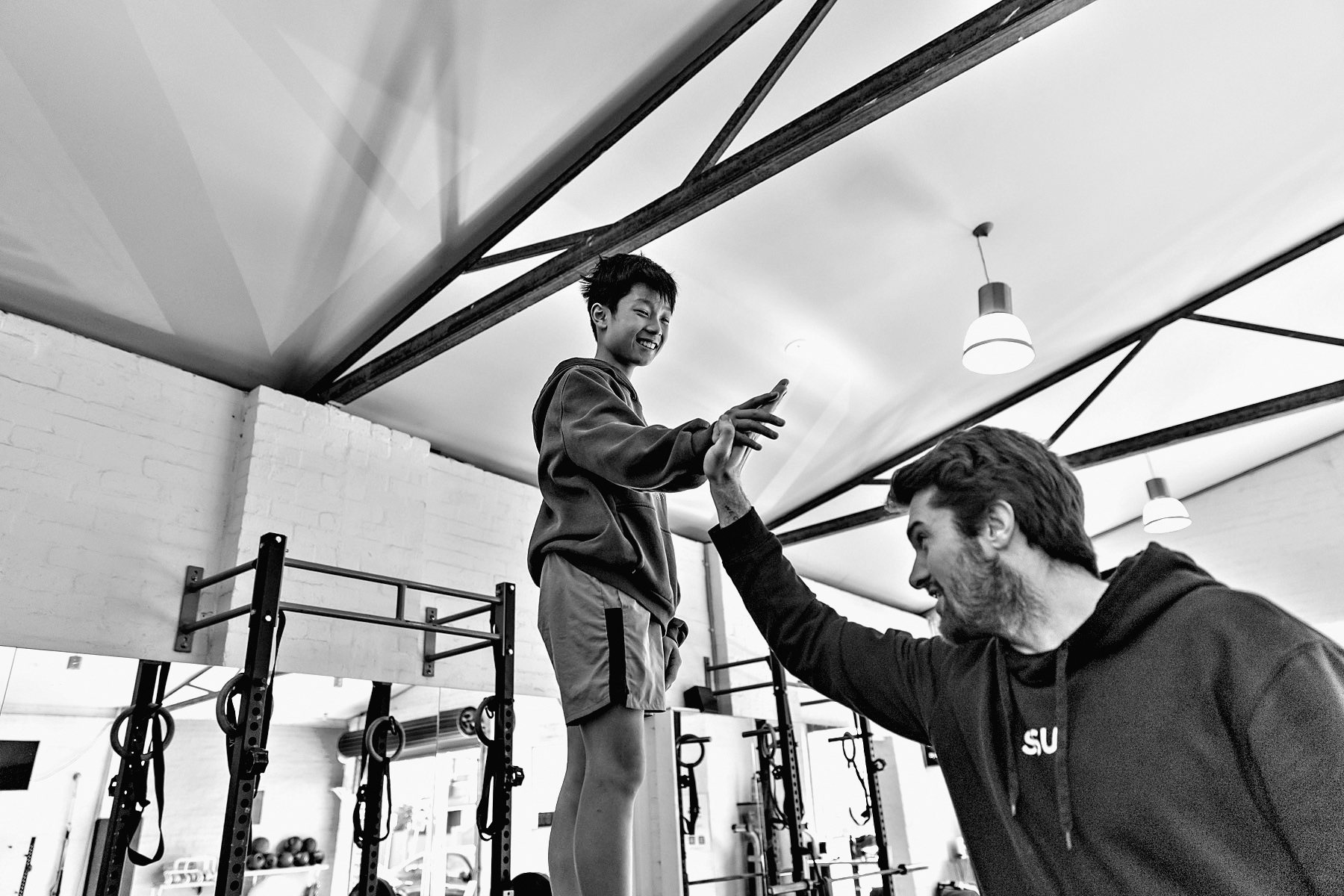 Ben high-fiving an athlete